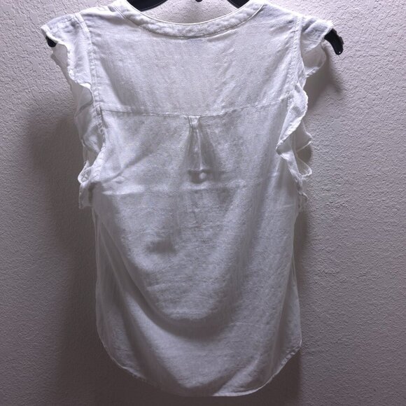 Old Navy Womens‎ Flutter Sleeve White Textured Cotton Blouse Size Small - Picture 8 of 9
